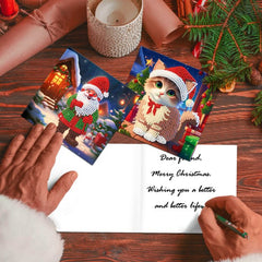 diamond painting 12 kerstkaarten - schattige kerst set – afbeelding 3