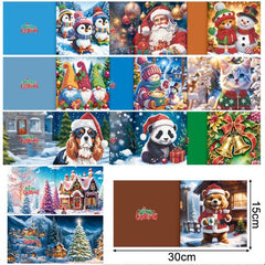 diamond painting 12 kerstkaarten - vrolijke kerst set – afbeelding 2