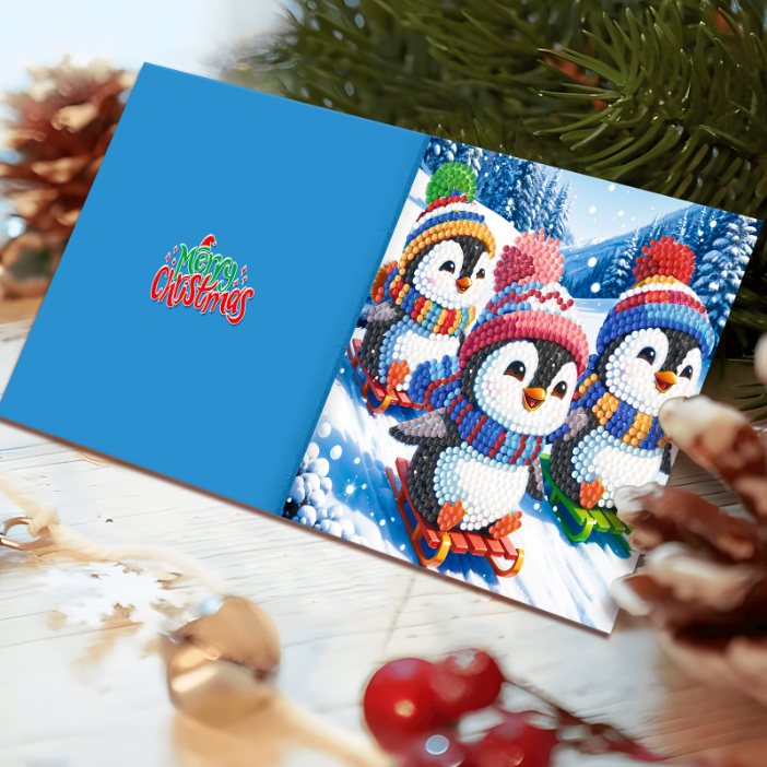 diamond painting 12 kerstkaarten - vrolijke kerst set – afbeelding 6