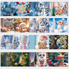 diamond painting 12 kerstkaarten - wintervrienden set – afbeelding 10