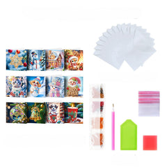 diamond painting 12 kerstkaarten - wintervrienden set – afbeelding 11