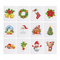 diamond painting - 12 mini diamond paintings - kerst set – afbeelding 1
