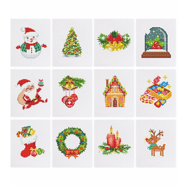 diamond painting - 12 mini diamond paintings - kerst set 2.0 – afbeelding 1