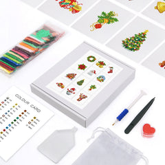 diamond painting - 12 mini diamond paintings - kerst set – afbeelding 2
