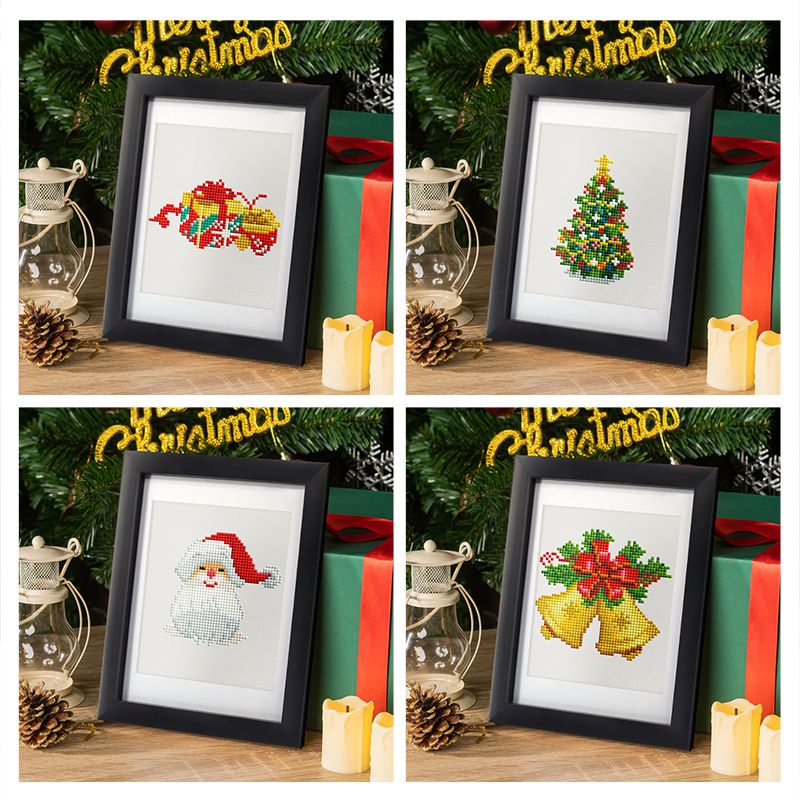 diamond painting - 12 mini diamond paintings - kerst set – afbeelding 4