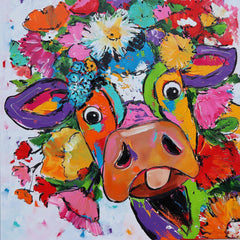 Diamond Painting Koe Met Bloemen – volledig ontwerp