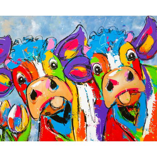 Diamond Painting Gekleurde Koeien – volledig ontwerp