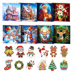diamond painting 8 kerstkaarten + 12 hangers – afbeelding 1