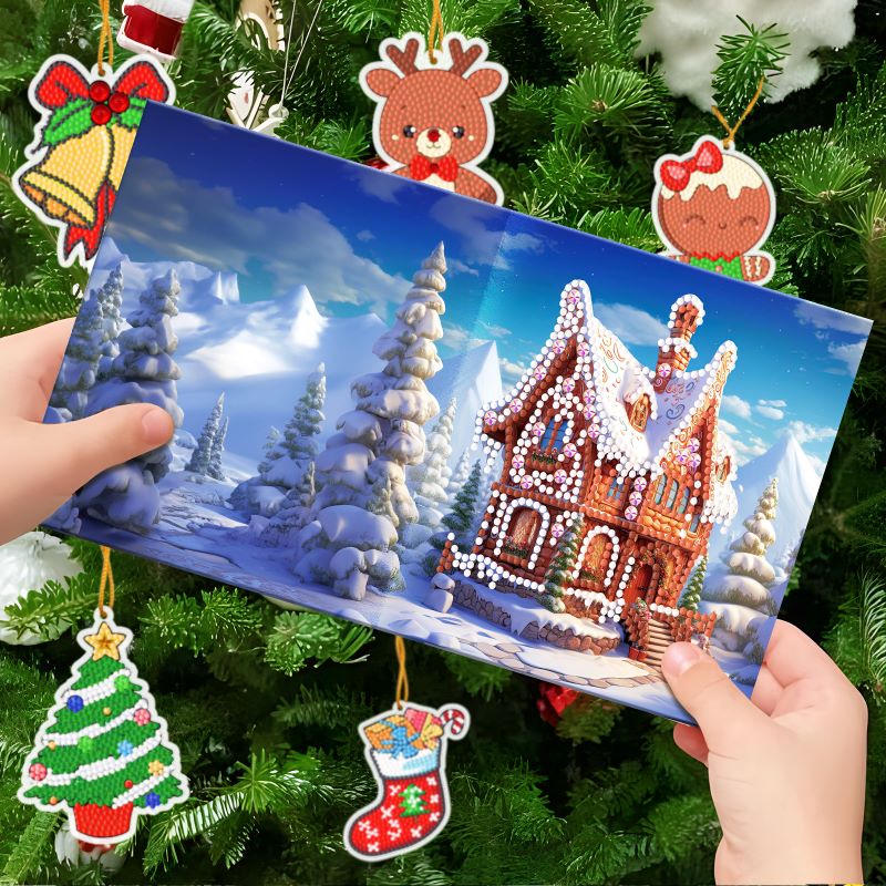 diamond painting 8 kerstkaarten + 12 hangers – afbeelding 10
