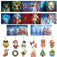diamond painting 8 kerstkaarten + 12 hangers – afbeelding 2