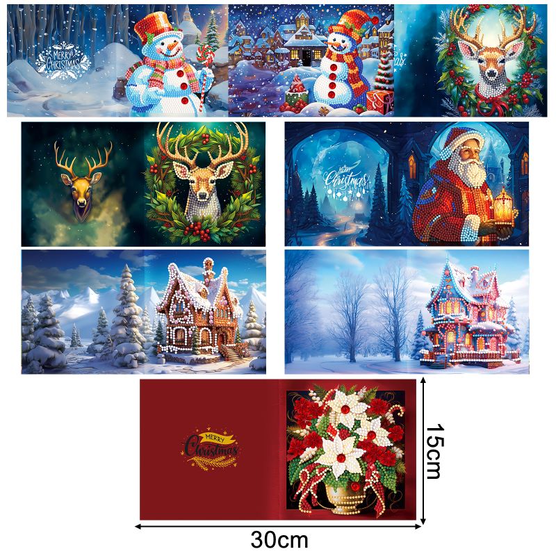 diamond painting 8 kerstkaarten + 12 hangers – afbeelding 3