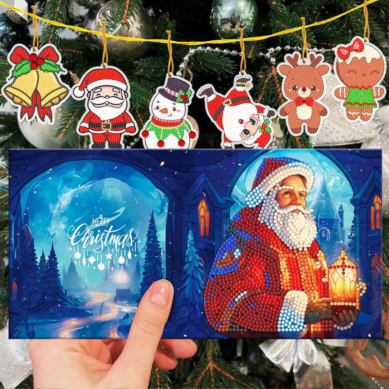 diamond painting 8 kerstkaarten + 12 hangers – afbeelding 7