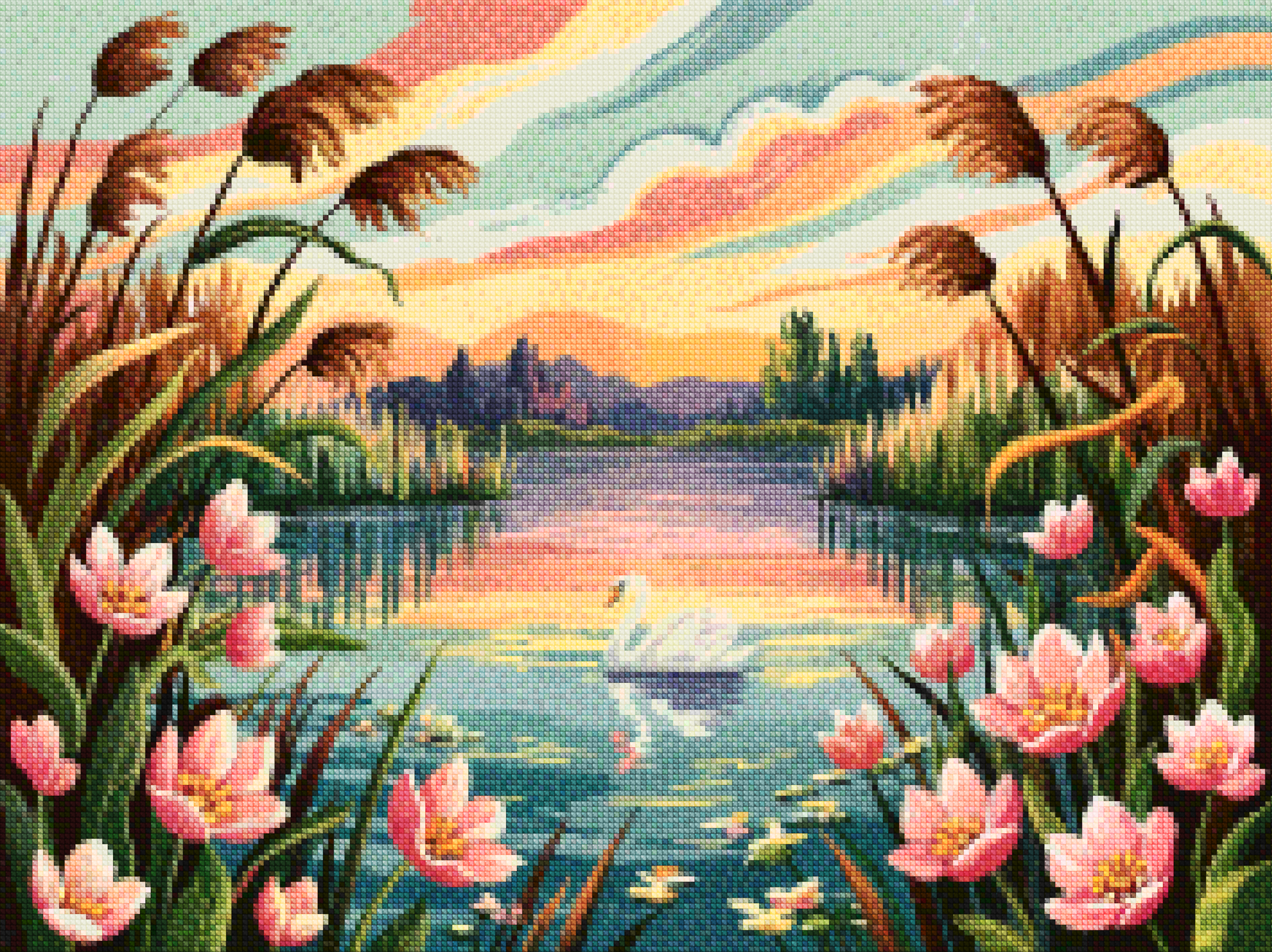 Diamond Painting - Avondbloemenlandschap