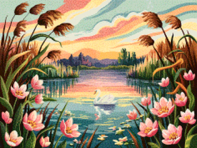 Diamond Painting - Avondbloemenlandschap