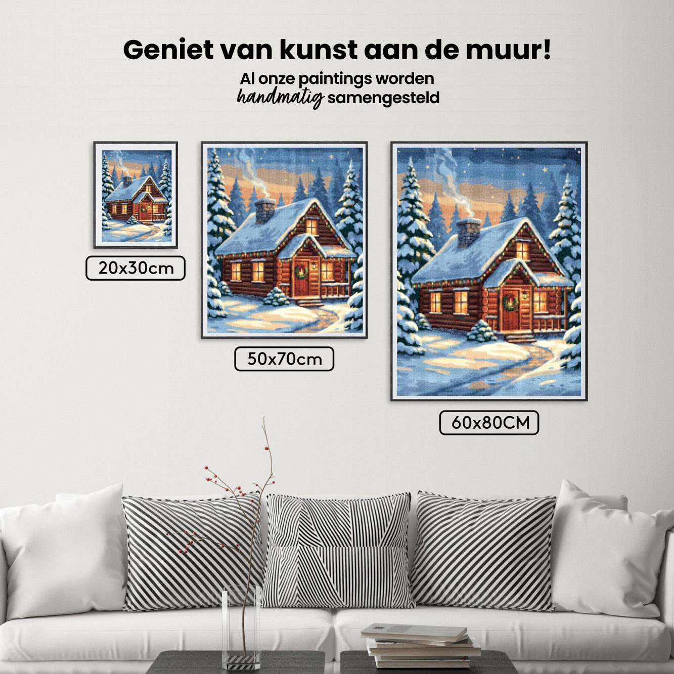 Diamond Painting - Gezellig huisje bij de winterdennen