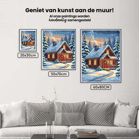 Diamond Painting - Gezellig huisje bij de winterdennen