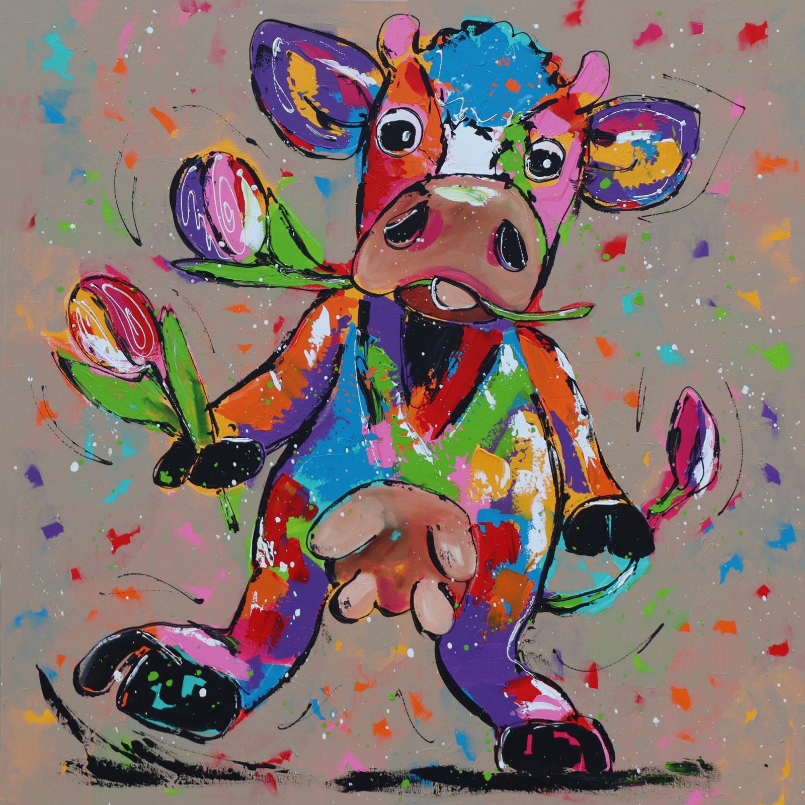 Diamond Painting Dansende Koe – volledig ontwerp
