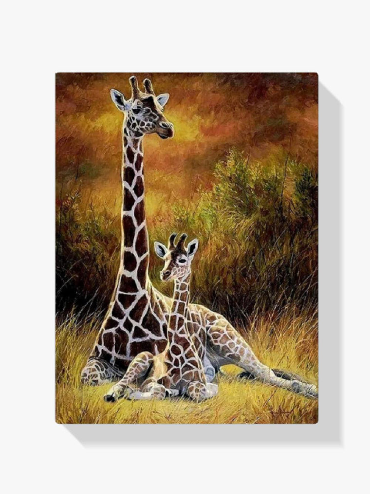 Diamond Painting Giraffe Moeder en Kind – volledig ontwerp