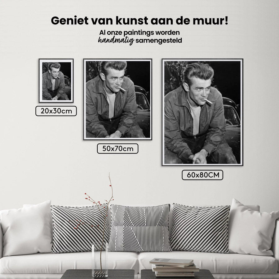 Diamond Painting James Dean zwart wit - SEOS Shop ®