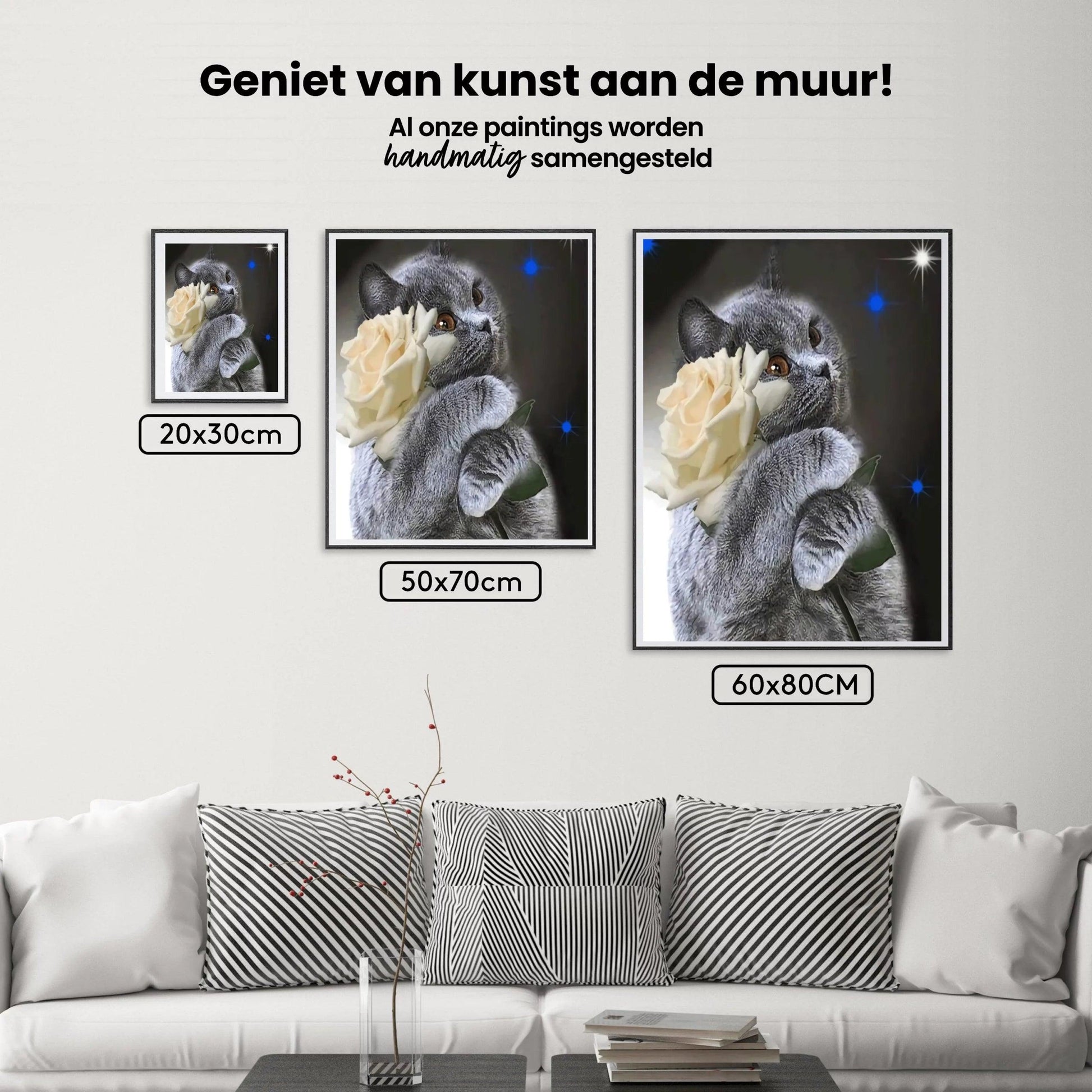 Diamond Painting Kat met witte roos - SEOS Shop ®