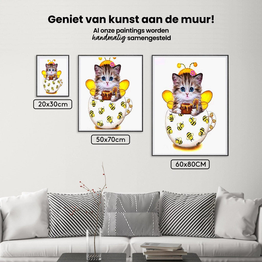 Diamond Painting Kitten met bijen beker - SEOS Shop ®