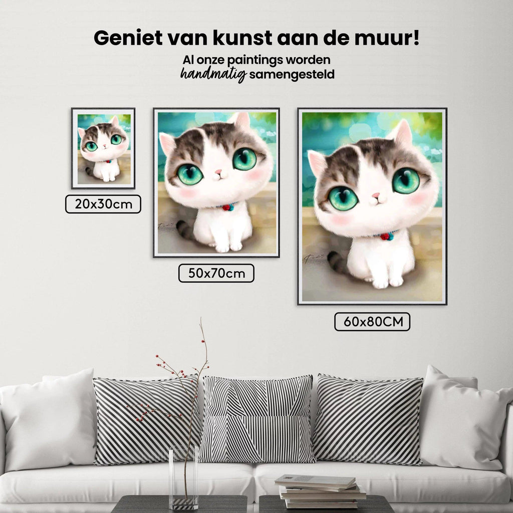 Diamond Painting Kitten met grote turquoise ogen - SEOS Shop ®