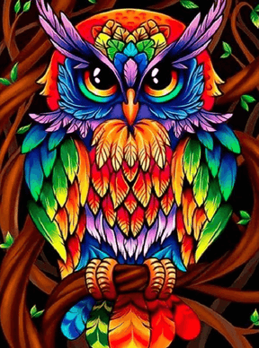 Diamond Painting Kleurrijke uil - SEOS Shop ®