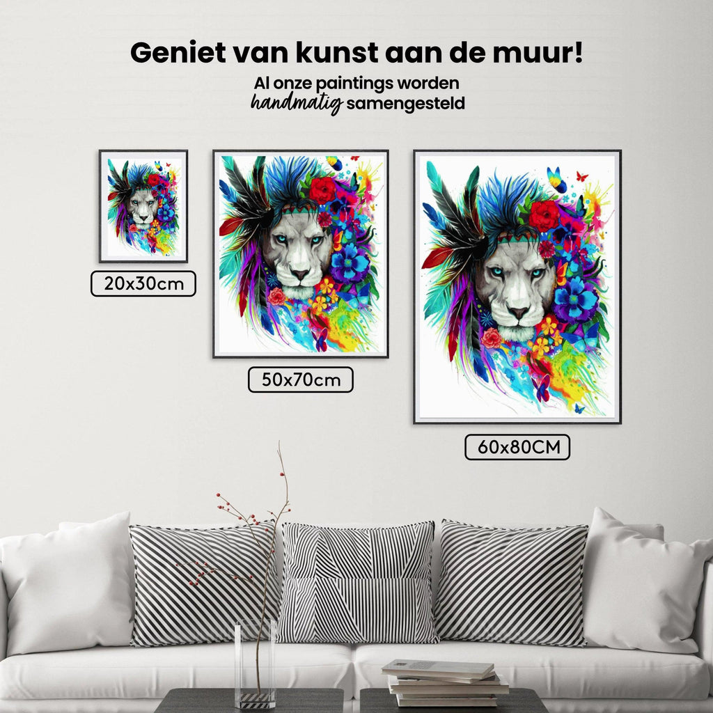 Diamond Painting Leeuw met veren - SEOS Shop ®