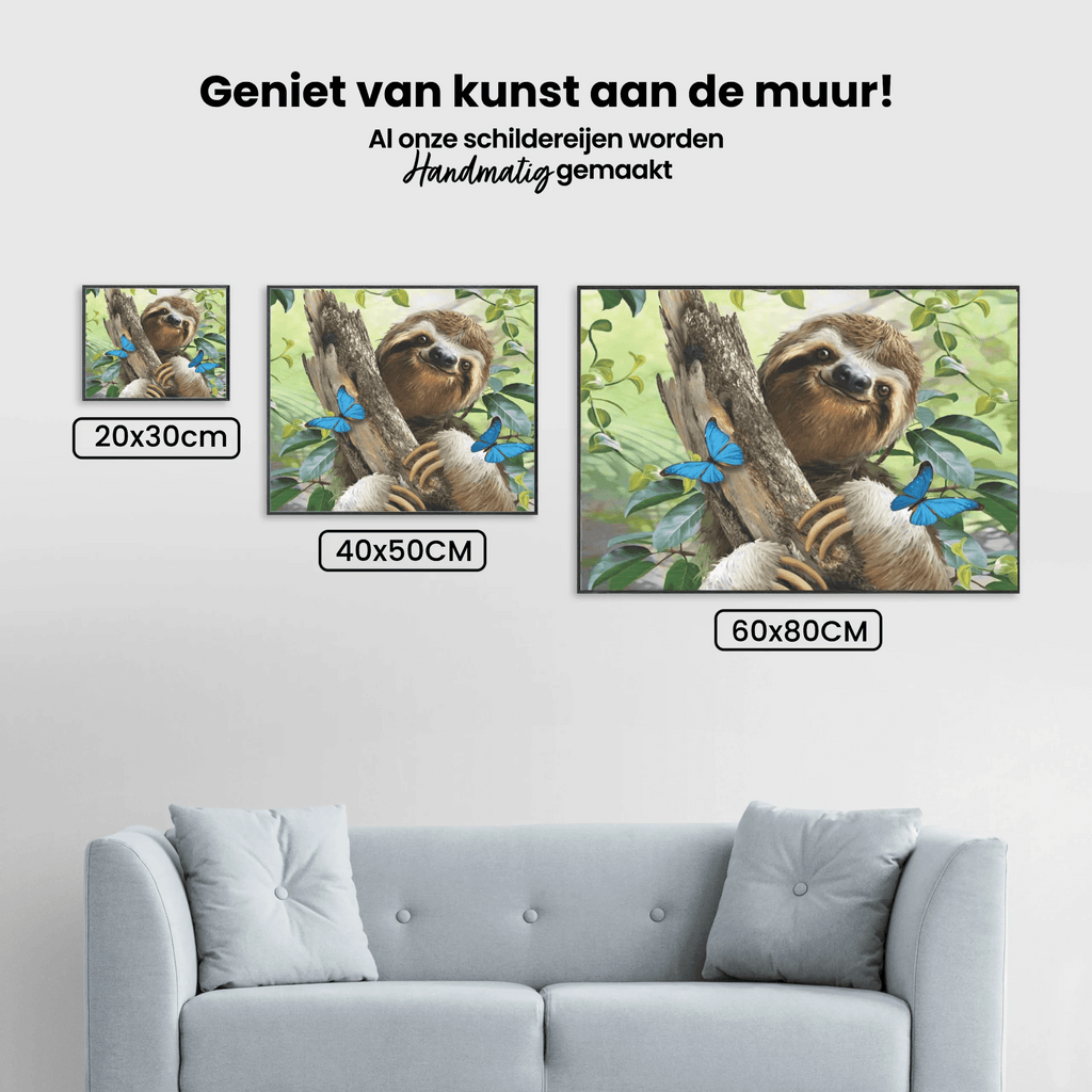 Diamond Painting Luipaard met blauwe Vlinders - SEOS Shop ®