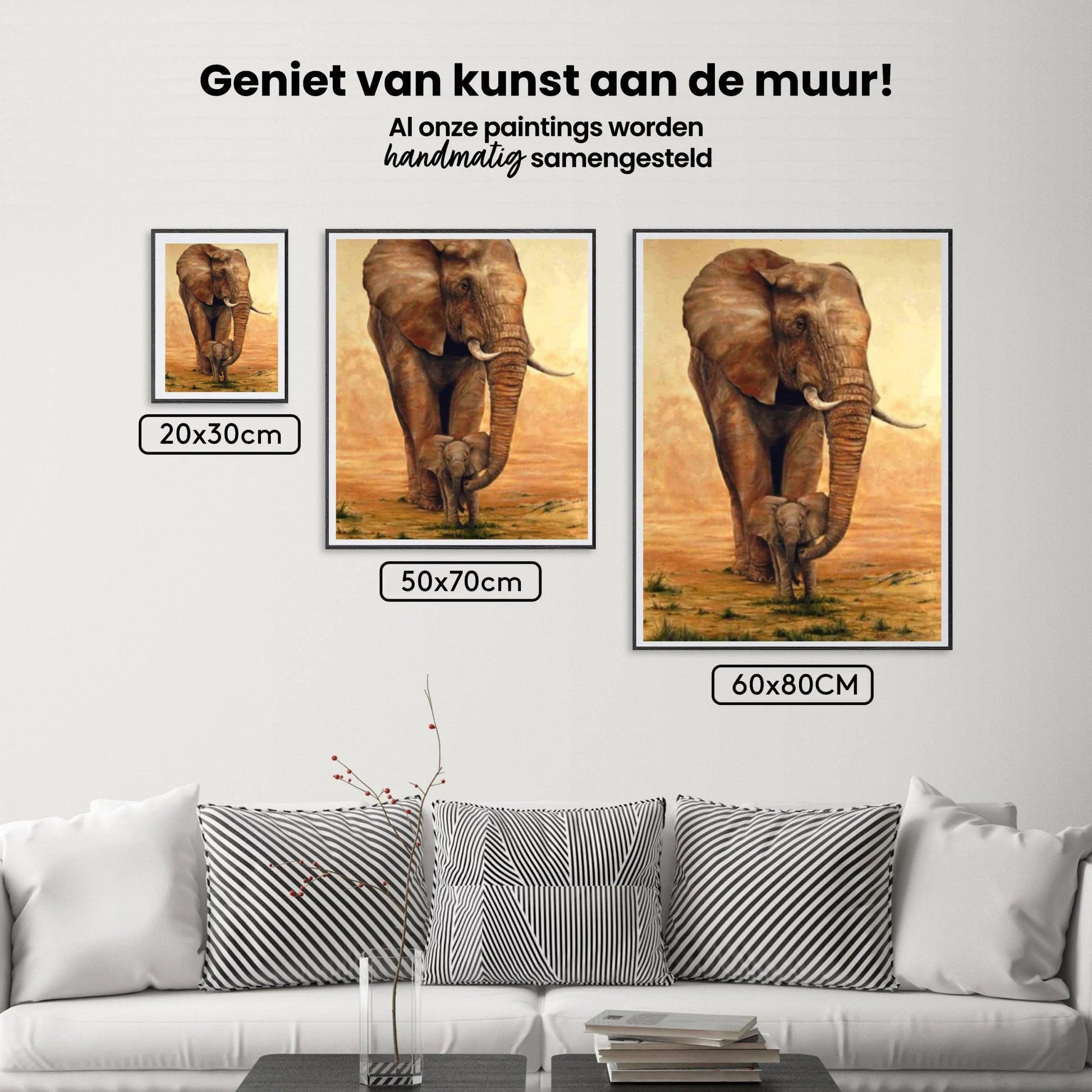Diamond Painting Olifant met Kalfje op de Savanne - SEOS Shop ®
