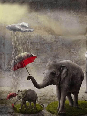 Diamond Painting Olifant met rode Paraplu - SEOS Shop ®