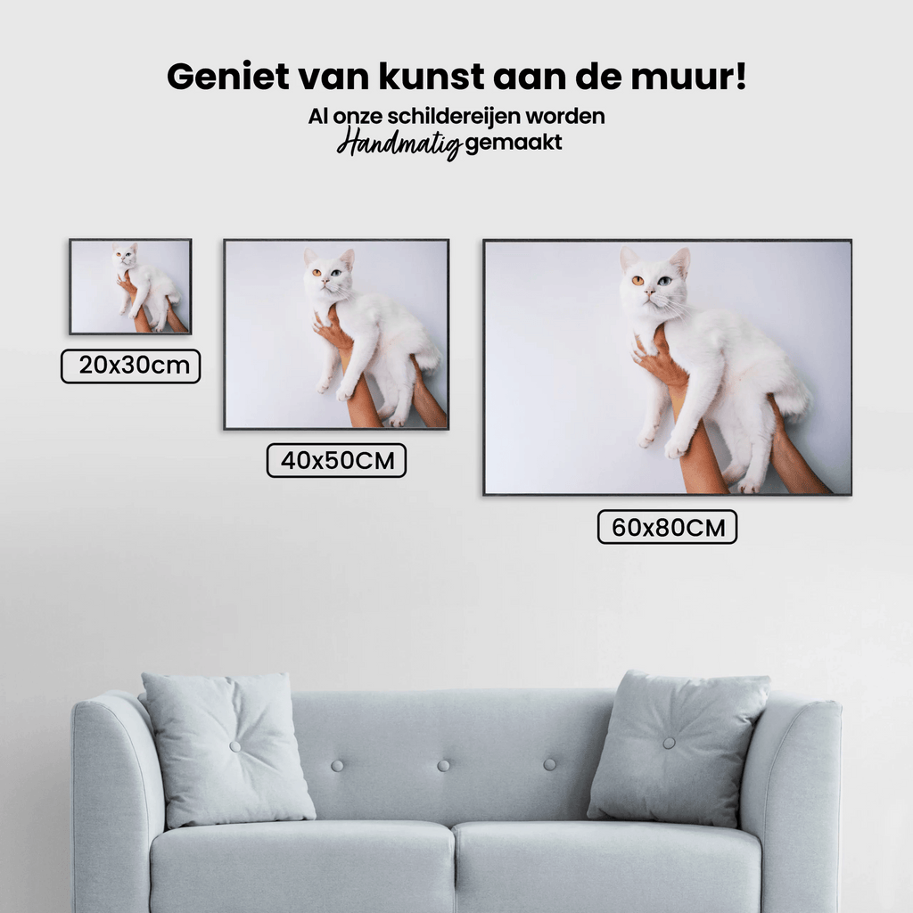 Diamond Painting Pakket Witte kat 45x30cm - SEOS Shop ®