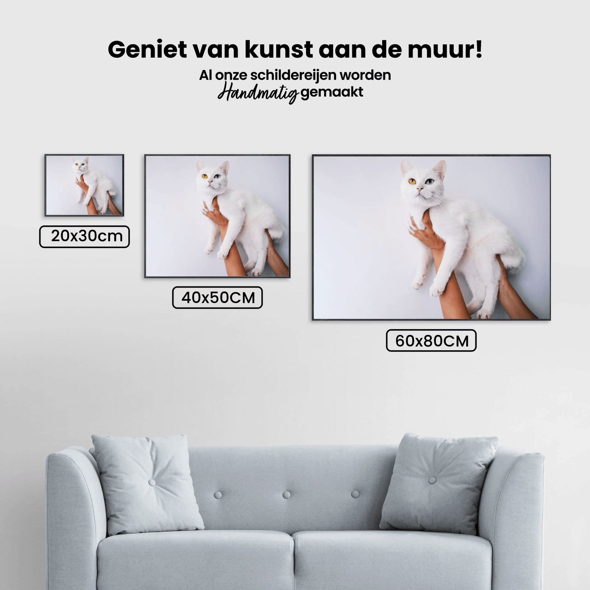 Diamond Painting Pakket Witte kat 45x30cm - SEOS Shop ®