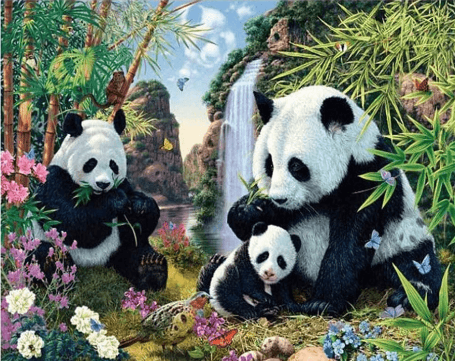 Diamond Painting Panda's eten bamboe - SEOS Shop ®