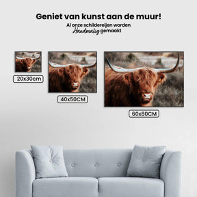 Diamond Painting Schotse hooglander - Nieuwsgierige Schotse hooglander in de heuvels - SEOS Shop ®