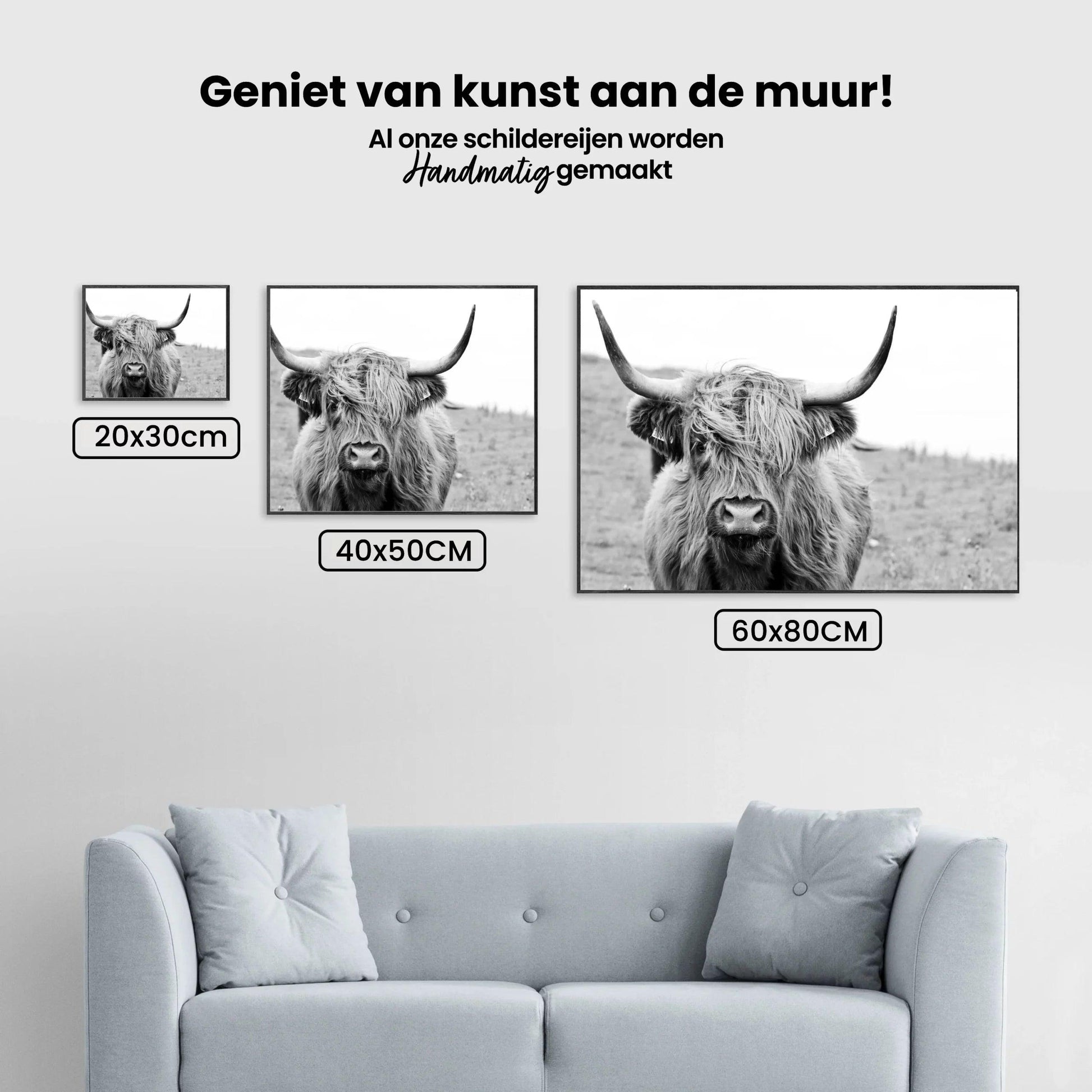 Diamond Painting Schotse hooglander - Portret van Schotse hooglander in zwart-wit - SEOS Shop ®