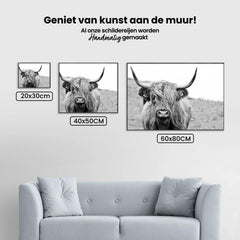 Diamond Painting Schotse hooglander - Portret van Schotse hooglander in zwart-wit - SEOS Shop ®