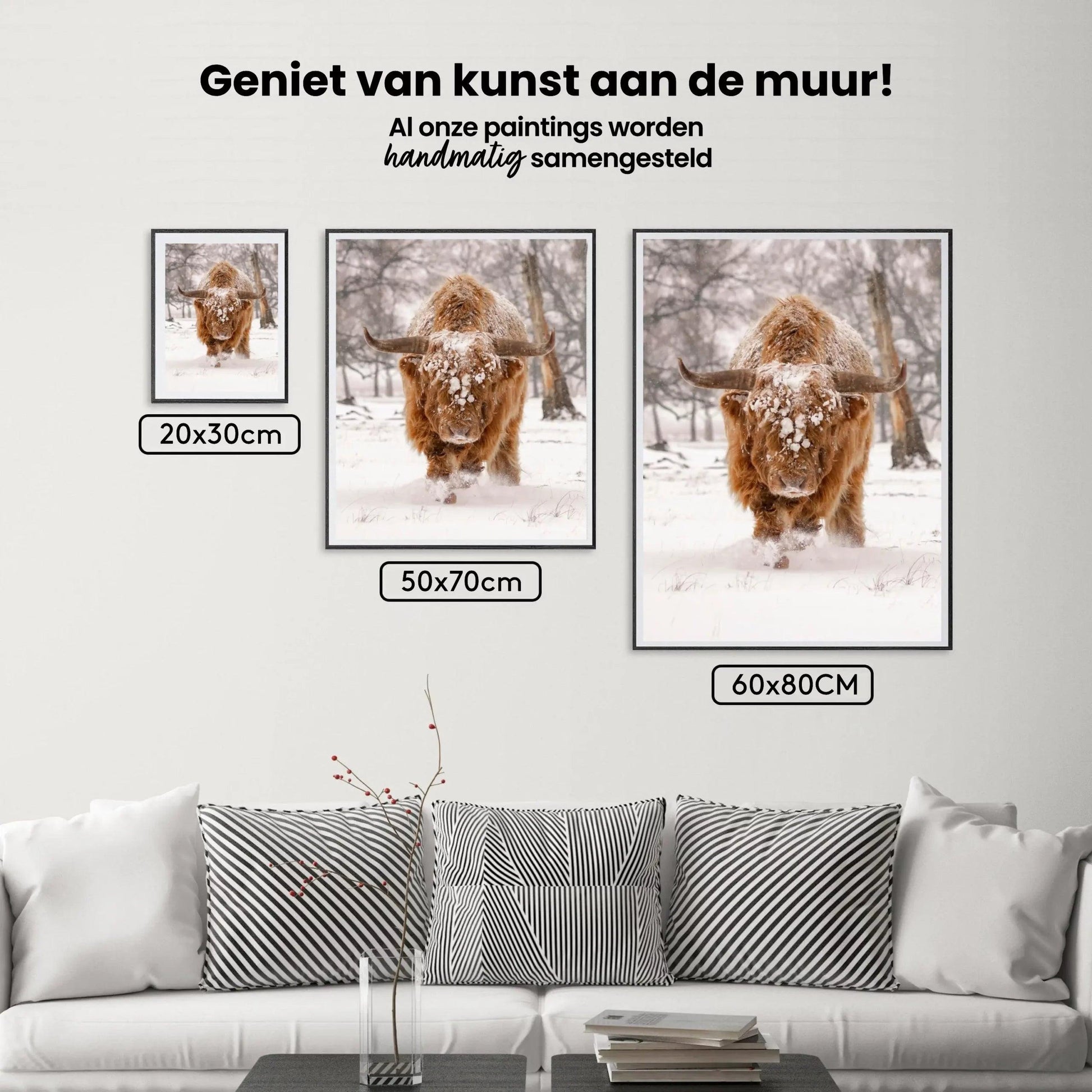 Diamond Painting Schotse hooglander - Schotse hooglander in een natuurlijk winterlandschap - SEOS Shop ®