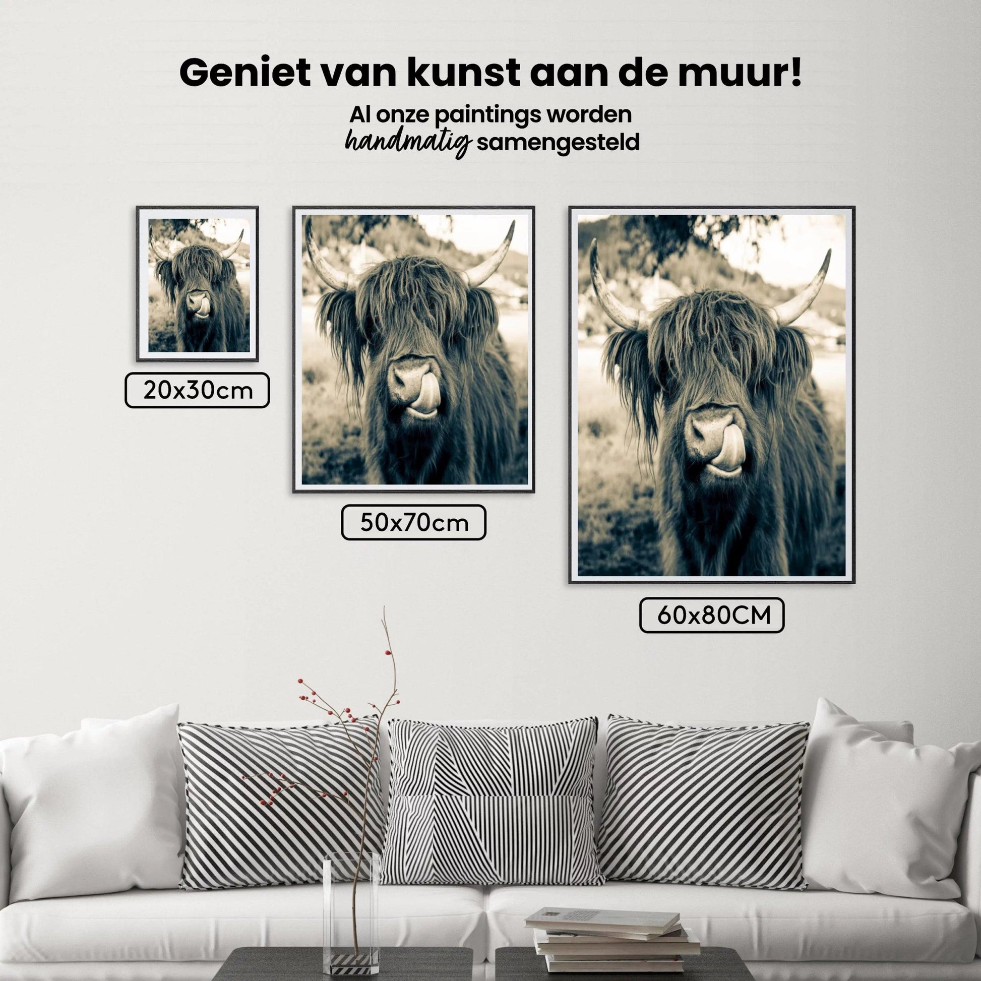 Diamond Painting Schotse hooglander - Schotse hooglander in sephia stijl - SEOS Shop ®