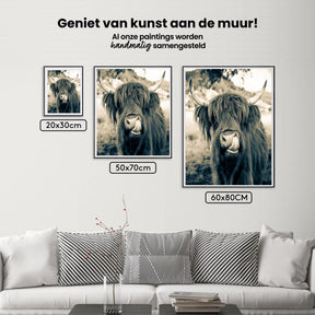 Diamond Painting Schotse hooglander - Schotse hooglander in sephia stijl - SEOS Shop ®