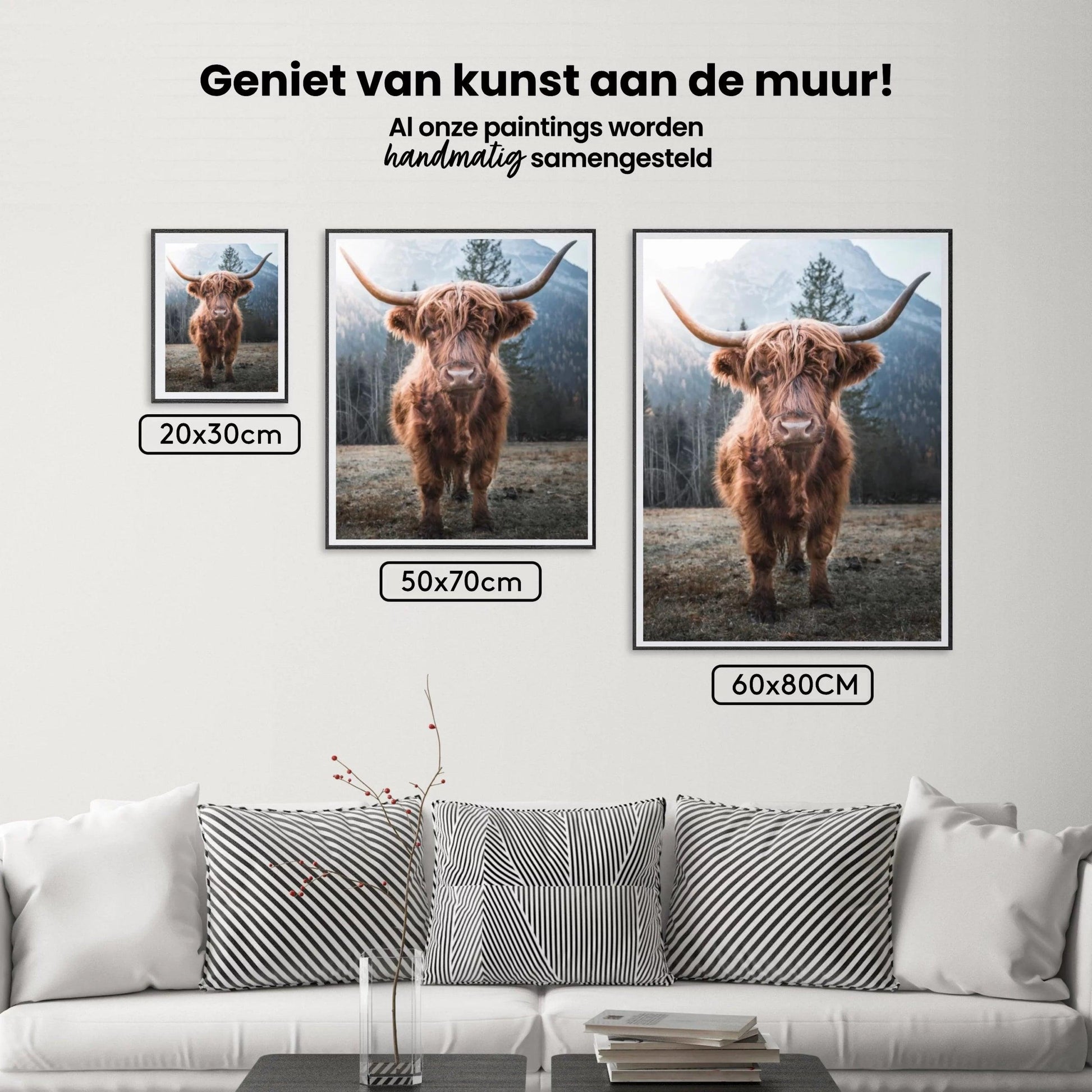 Diamond Painting Schotse hooglander - Schotse hooglander op een bevroren weide in de Italiaanse bergen - SEOS Shop ®
