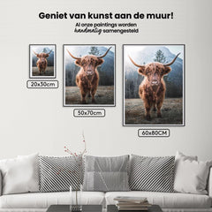 Diamond Painting Schotse hooglander - Schotse hooglander op een bevroren weide in de Italiaanse bergen - SEOS Shop ®