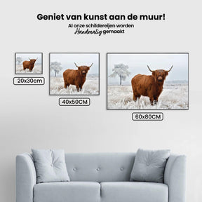 Diamond Painting Schotse hooglander - Wollige Schotse hooglander in de winterse wei - SEOS Shop ®