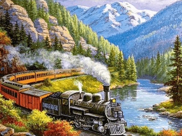Diamond Painting Trein in landschap – SEOS Shop ®