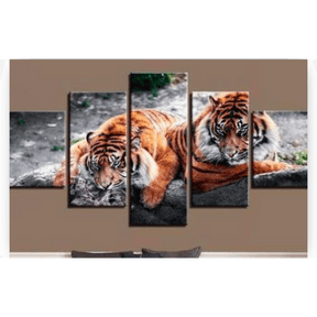 Diamond Painting Twee liggende tijgers 5 luik - SEOS Shop ®