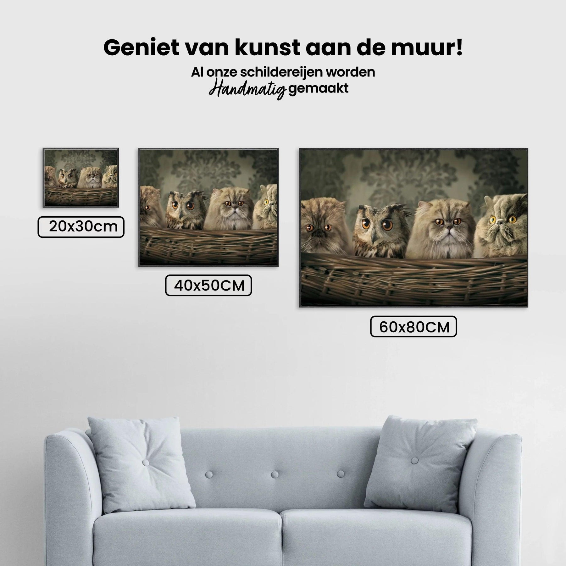 Diamond Painting Uil en katten in mand - SEOS Shop ®