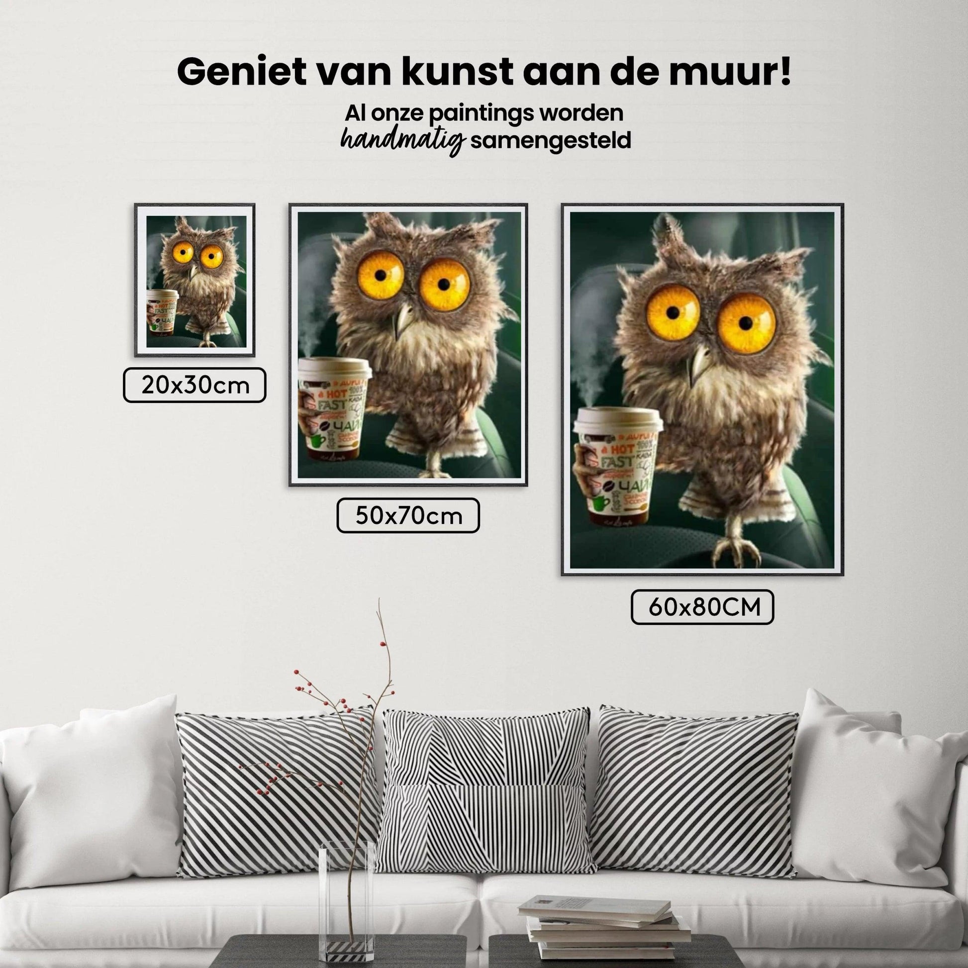 Diamond Painting Uil met koffie glas - SEOS Shop ®