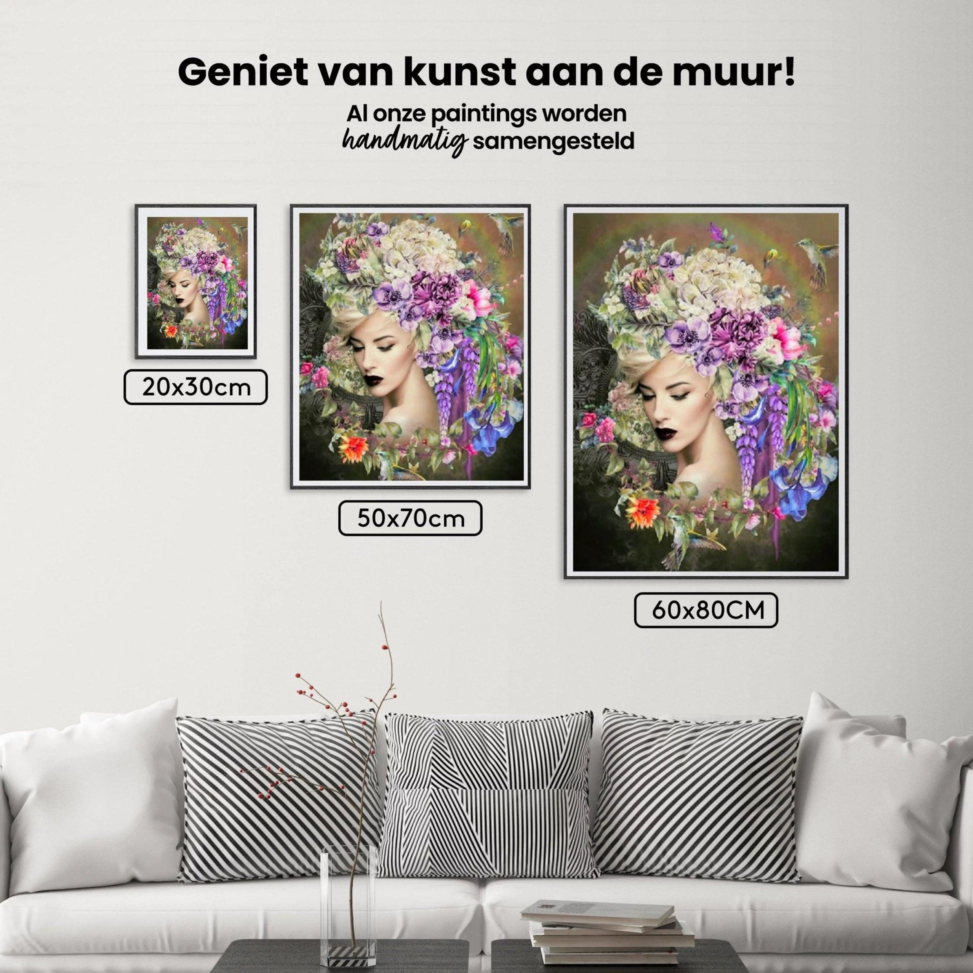 Diamond Painting Vrouwen met bloem en kolibrie - SEOS Shop ®