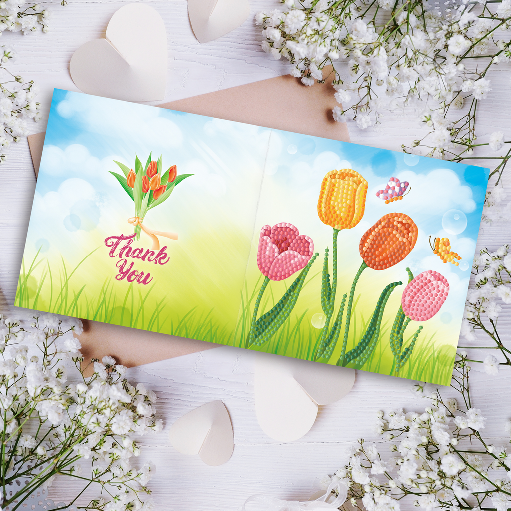 Diamond painting wenskaart - set van 8 - inclusief enveloppen