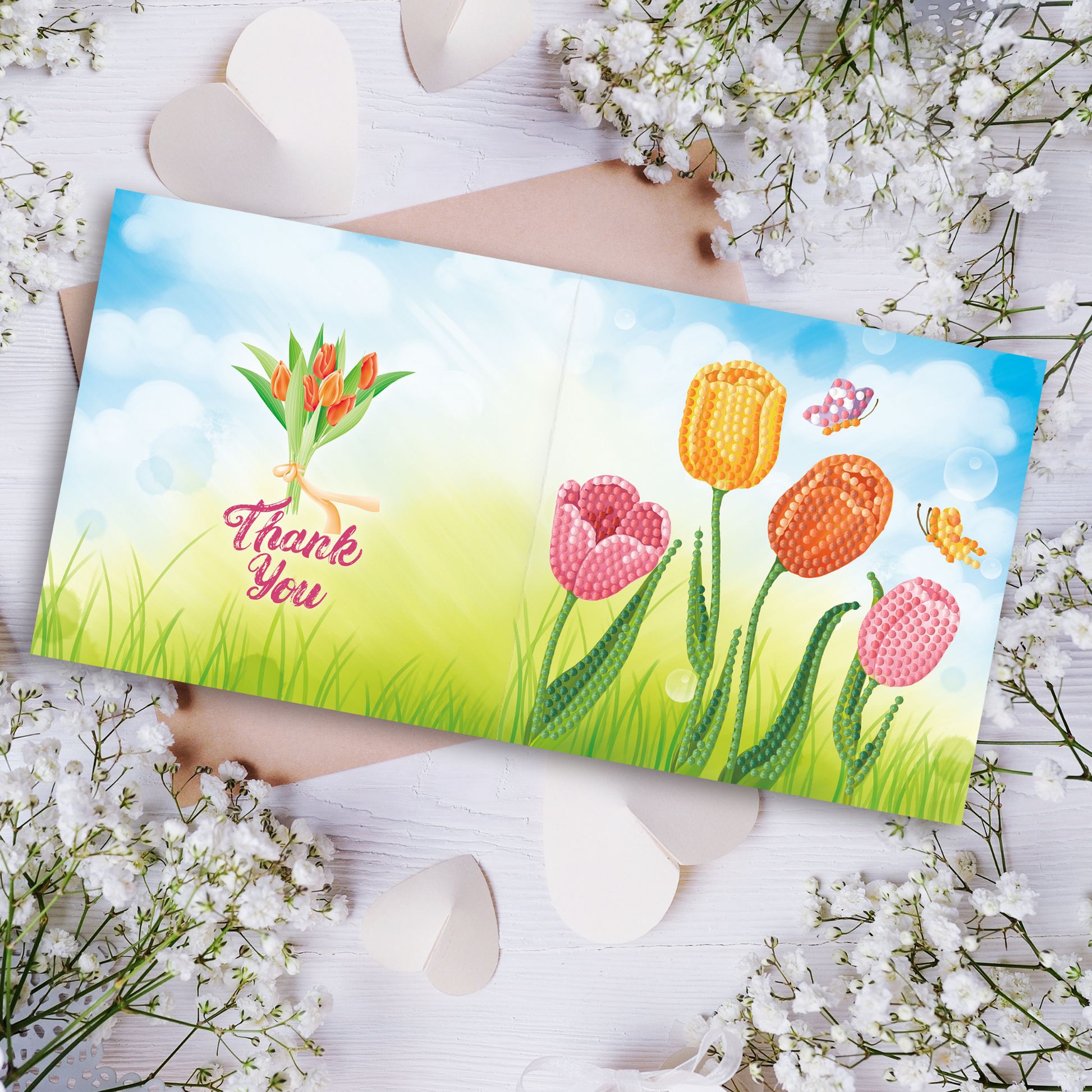 Diamond painting wenskaart - set van 8 - inclusief enveloppen